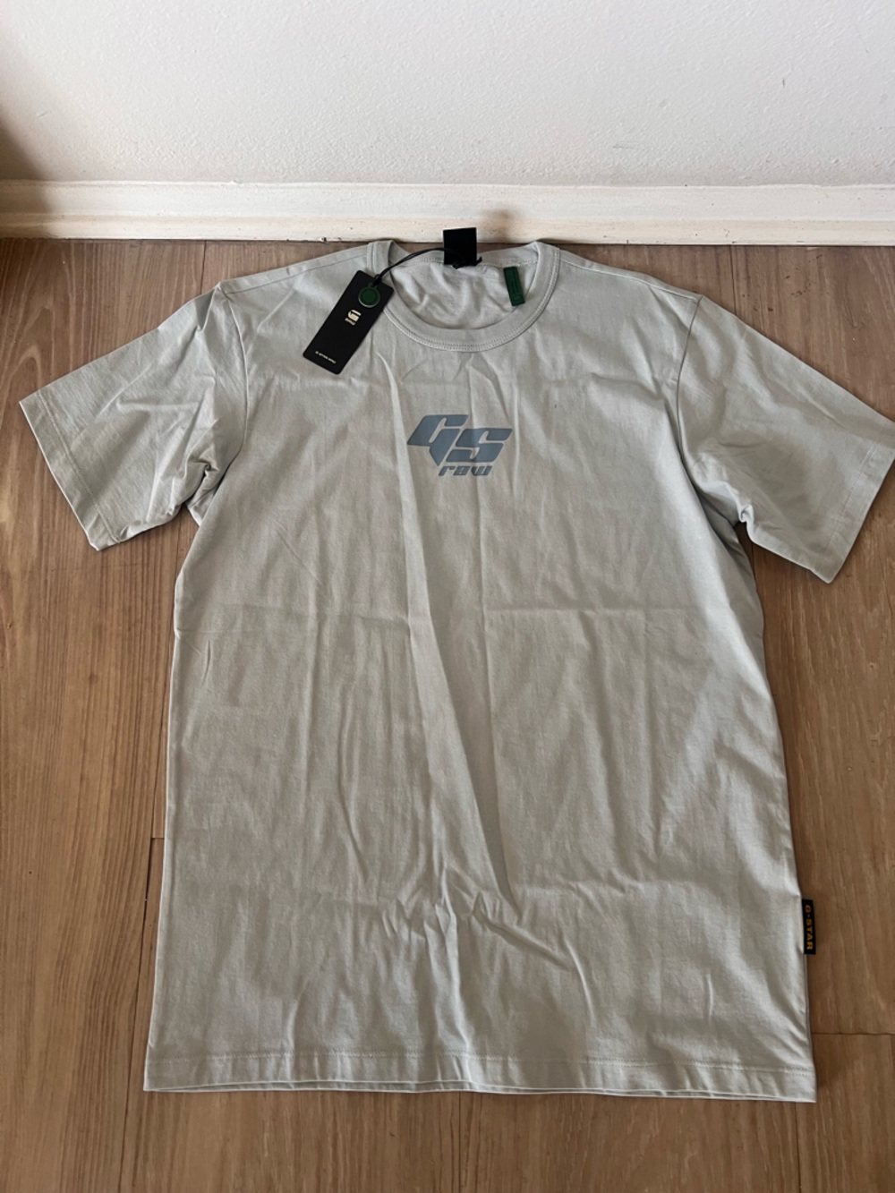 G-Star Light Gray Crewneck Tee with Subtle Tag Detail